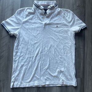 Tommy Hilfiger Men's White Polo with Navy Accents